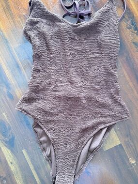 Mango Brown Textured One-Piece Swimsuit